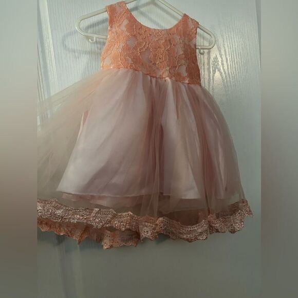 Iefiel 3 month 65 infant tulle lace layered dress pink bow NWT christening - Picture 2 of 11